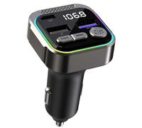 Car FM Transmitter Bluetooth 5.3 Adapter, Wireless Radio Transmitter, PD 30W QC3.0 18W Fast Charging, Hands-Free, Bass Boost, LED Display, USB Flash Play, All Metal, 12V/24V