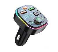 Car FM Transmitter, Bluetooth Car Adapter PD 20W QC3.0 Fast Charging Dual USB Charging Hands-Free Calling 7 Color LED Lights MP3 Music Player Universal Receiver for Vehicles Supports TF/USB Playback