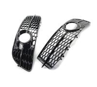 Car Fog Light Grille Compatible With A6 C6 2008 2009 2010 2011 Car Front Bumper Fog Light Lamp Grille OEM 4F0807681Q01C 4F0807681Q02C(Black)