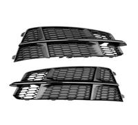 Car Fog Light Grilles For A6 C7 2016 2017 2018 2x Car Front Fog Light Lamp Grille Cover Honeycomb Chrome Silver Surround Bezel Styling 4G0807681AN(Black A)