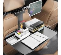 Car Folding Table - Adjustable Travel Tray for Laptop, Food & Work, Portable Car Seat Desk with Non-Slip Pad & Phone/Tablet Holder for Road Trips & Eating
