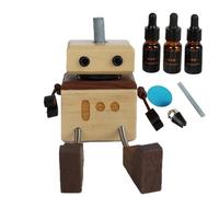 Car Fragrance Dispenser, Wooden Fragrance Oil Diffuser with Robot Design for Vehicles, Long-Lasting Fragrance Oil for Dashboard, Car, Unisex, Living Room, Study