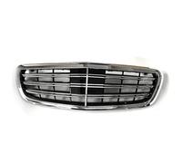 Car Front Bumper Grille Grill For Mercedes W222 S-CLASS S400 S500 2014 2015 2016 2017 2018 2019 2020 All Black W/Camera Hole Front Radiator Grille(Support ACC Silver)