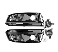 Car Front Bumper Grille Trim Fog Light Cover Frame Compatible For 2017-2019 Audi A4 B9 Refit Upgrade S4 ACC Auto Lamp Protection(2017-2019 A4S4black)