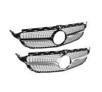 Car Front Bumper Hood Radiator Diamond Grille For Benz For C Class For W205 For C200 For C300 For C350 For C43 2015 2016 2017 2018 Centre Front Main Grille(Black Silver)