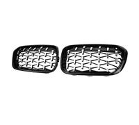 Car Front Grill Car Front Bumper Grilles Kidney Racing Grill For BMW 1 Series F20 F21 LCI 120i 15-17 Double Slat Grille Grille Assembly(Black Silver)