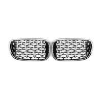 Car Front Grill For BMW 7 Series G11 G12 2015 2016 2017 2018 2019 740i 750i Front Racing Grilles Chrome Diamonds Style Double Slat Upper Grills Kidney Grille(Diamond-Silver)