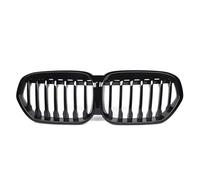 Car Front Grill For BMW For X1 F48 LCI 2020-2022 All Black Diamonds Style Upper Grilles Carbon Fiber Look Double Line Style Front Racing Grills Kidney Grille(Single-Glossy Black)