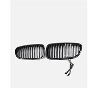 Car front grille 2PCS Gloss Black Car Front Mid-net Grille Horizontal Single Line Bar Grille Three-color LED For BMW 5-Series For F10 For F18 2010-2017 Radiator Grilles