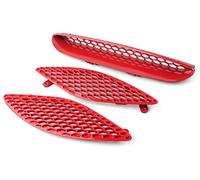 Car front grille 3Pcs/Set Red Car Center Hood Bezel Grille Grill For Dodge For Charger For SRT For Hellcat 2015-2020 ABS Plastic Radiator Grilles