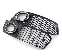 Car front grille A Pair Car Front Grill Mesh Honeycomb Grille Fog Light Lamp Cover RS4 Style For A4 B8 2008 2009 2010 2011 2012 Radiator Grilles(Black with Chrome)
