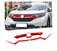 Car Front Grille For CRV For CR-V 2017-2020 2021 Car Styling Logo Frame Decoration Center Cover Trim Stickers Front Hood Bonnet Grille Grills Front Grill Grille(3Piece Red)