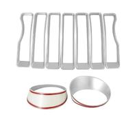 Car Front Grille For Jeep For Wrangler JL 2018 2019 Car Front Grille Grill Inserts Trim Cover & Headlight Covers Trim Silver Tone ABS Car Front & Radiator Grilles