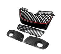 Car Front Grille Front Bumper Upper + Lower Mesh Grille Red Trim Assembly Black For VW For Jetta For Golf For GTI For GLI MK5 2006-2008 2009 Front Grille Grill