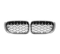 Car Front Grille Racing Grills Diamond Kidney Grilles For BMW For X3 X4 F25 F26 2014 2015 2016 2017 Chrome Meteor Style Gloss Black Car Front Grill(Silver)