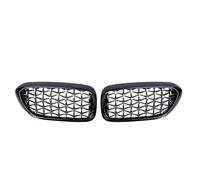 Car Front Radiator Grilles 2PCS Car Racing Grill Meteor Diamond Star Style Front Kidney Grille Bumper For BMW 5 Series G30 G31 G38 520i 530i 540i 2018 2019 Front Bumper Grille(Black Silver)