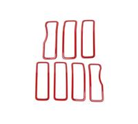 Car Front Radiator Grilles ABS Car Grille Ring Covers Front Bumper Grill Trim For Jeep For Wrangler JL JT For Gladiator 2024 Up Exterior Accessories Air Vent Grille Cover(Red)