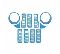 Car Front Radiator Grilles Car Exterior Front Headlight Lamp Racing Grille Decoration Cover For Jeep For Wrangler JL For Gladiator JT 2024 2025 Car Grille(Set2 light blue)