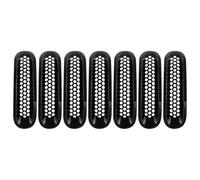 Car Front & Radiator Grilles Car Grille For Jeep Wrangler JK 2007-2017 Glossy Black Front Grill Mesh Insert Grille Cover Trim Protective Stickers 7PCS/SETt(Glossy Black)