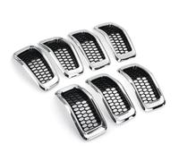 Car Front Radiator Grilles Chrome/Glossy Car ABS Front Mesh Racing Grills For Jeep For Cherokee 2014 2015 2016 2017 2018 Exterior HONEYCOMB Grille Front Grill Cover(OneColor)