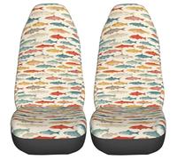 Car Front Seat Covers Easy To Install Universal Seats Protectors Car Seat Covers For Suv Four Seasons Sedan, Colorful Small Fish