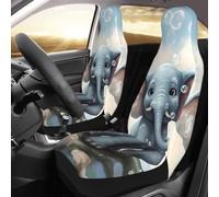 Car Front Seat Covers Set Of 2, Elastic Breathable Car Front Seat Protector Soft Comfy Vehicle Seats Cushion Cover Cute Elephant Play Bubbles Car Accessories Universal For Most Suv Sedan Truck