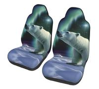Car Front Seat Covers Set Of 2, Elastic Breathable Car Front Seat Protector Soft Comfy Vehicle Seats Cushion Cover Polar Bears Northern Lights Car Accessories Universal For Most Suv Sedan Truck