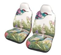 Car Front Seat Covers Set of 2 Elastic Breathable Soft Comfortable Front Car Seat Covers Garden Accessories with Birds and Flowers Universal Fit Most