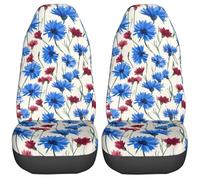 Car Front Seat Covers Washable Easy To Install Seats Protectors Driver Passenger Seat Protector For Women Suv Four Seasons, Red Blue Cornflowers