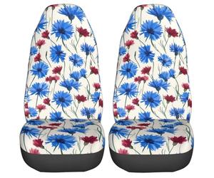 Car Front Seat Covers Washable Easy To Install Seats Protectors Driver Passenger Seat Protector For Women Suv Four Seasons, Red Blue Cornflowers