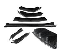 Car Front Spoiler Lip For A4 B7 B8.5 S4 RS4 Universal Front Bumper Lip Spoiler Side Splitter Deflector Body Kit Guards Side Step Skirt 12Pcs(Carbon Fiber Look)