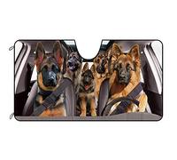 Car Front Windshield Sunshade German Shepherd Dogs Decor Vehicle Sun Shade Visor UV Ray Reflector Sun Protector, Keep Vehicle Cool, 51" x 26.8"
