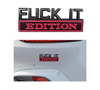 Car Fuck IT Edition Emblem, 3D Cool Badge Auto Fender Bumper Stickers, 3D Zinc Alloy Decor Decal Replacement, Universal Vehicle Exterior Accessories for Men & Women (Black & Red)