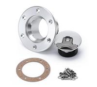 Car Fuel Tank Caps Mount 6 Bolt Mirror Polished Opening ID 35.5mm Non-Vented Aluminum Billet Fuel Cell Surge Tank Cap Flush Fuel Tank Filler Cap Cover(Silver with P)