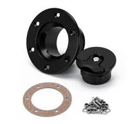 Car Fuel Tank Caps Mount 6 Bolt Mirror Polished Opening ID 35.5mm Non-Vented Aluminum Billet Fuel Cell Surge Tank Cap Flush Fuel Tank Filler Cap Cover(Black)