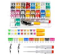 Car Fuses Kit 300 Pcs, Mini & Standard Blade Fuses with 2 Automotive Circuit Tester Screwdriver and 2 Fuse Puller for RV Truck Motorcycle(3A 5A 7.5A 10A 15A 20A 25A 30A 35A 40A)