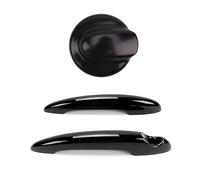 Car Gas Fuel Tank Filler Cap Cover & 2 Exterior Door Handle Covers Carbon Fiber Color/Fit For BMW Mini Cooper S R55 R56 2007-2013(Gloss Black)