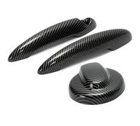 Car Gas Fuel Tank Filler Cap Cover & 2 Exterior Door Handle Covers Carbon Fiber Color/Fit For BMW Mini Cooper S R55 R56 2007-2013(Carbon Fiber Pattern)