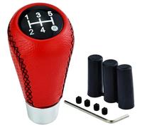 Car Gear Shift Knob 5 Speed Replacement for Citroen AMI C5 X CX, Universal Leather Gear Shift Lever Manual Shift Lever Stick Cover with 3 Hoses 8mm 10mm 12mm Interior Parts,B/Black(Normal/C/Red)