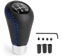 Car Gear Shift Knob 5 Speed Replacement for Citroen AMI C5 X CX, Universal Leather Gear Shift Lever Manual Shift Lever Stick Cover with 3 Hoses 8mm 10mm 12mm Interior Parts,B/Black(Normal/D/Blue)