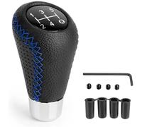 Car Gear Shift Knob for Jaguar X-TYPE XJ8 XJL XJ6 XKR XK8, Universal 5 Speed Leather Shift Lever Stick Manual with 4 Adapters 8/10/11/12mm Interior Replacement Parts,C/Black Blue Line