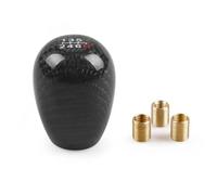 Car Gear Shift Knob Racing Real Carbon Fiber Gear Shift Knob Manual Transmission Shifter Lever Round Ball Shape Handle(73MM red)(6speed Black)