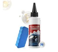 Car Glass Oil Film Remover - Windshield Cleaner for Clear Vision | Liquid Crystal Formula with Polishing Sponge, Water Spot Dissolving Treatmented, Surfaces Brightening Care Solution Automotive Mirror