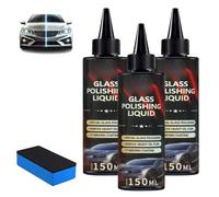 Car Glass Polishing Liquid, Car Glass Polishing Compound, Anti-Fog Hydrophobic Coating Liquid, Waterspot Oil Film Remover for Windscreen, Windshield, Mirrors (3PC)