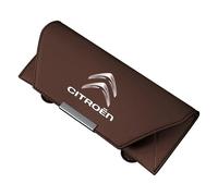 Car Glasses Case for Citroen C2 2003-2009,Sunglasses Holder Leather Sunglasses Case for Car Sun Visor Glasses Clip Magnetic Sunglasses Storage Box Eyeglasses Organizer,Brown