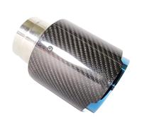 Car Glossy Carbon Fiber Muffler Tip Exhaust System Pipe Universal Straight Stainless(57MM IN 101MM OUT)