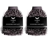 Car Gods Microfibre Wash Mitt Cleaning Glove Soft Noodle Washing Detailing Microfiber Ultra Premium Auto Care Lint Scratch Free Non Abrasive Elastic Wrist Cuff Machine Washable (Pack of 2)