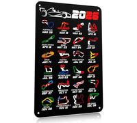 Car Grand Prix Circuit F1 Gift 2026 Calendar Poster, 8x12" Vintage Metal Wall Art Posters Gift, Black 2026 Car Racing Gifts for Man Cave, Home, Offices and Game Rooms Flag Sign Plaques Decorations