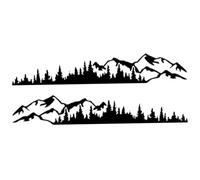 Car Graphics, Car Side Decal 2Pcs 74.80inch Decorative DIY Mountain Forest Graphics Solid Color Self-Adhesive Sticker for Truck RV Trailer Black, Mountain Decal