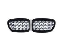 Car Grilles A Pair Diamond Grille For BMW 5 Series 2009-2017 Front Bumper Kidney Grilles Hood Vent(Gloss black)